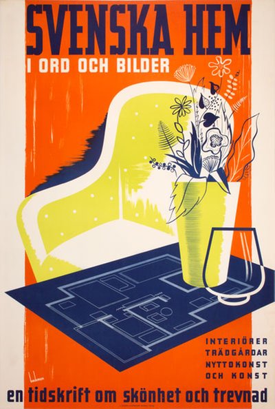 Svenska Hem i ord och bilder original poster designed by Beckman, Anders (1907-1967)