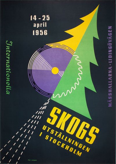 1956 Internationella Skogsutställningen i Stockholm original poster designed by Burman, Fale (1913-1970)