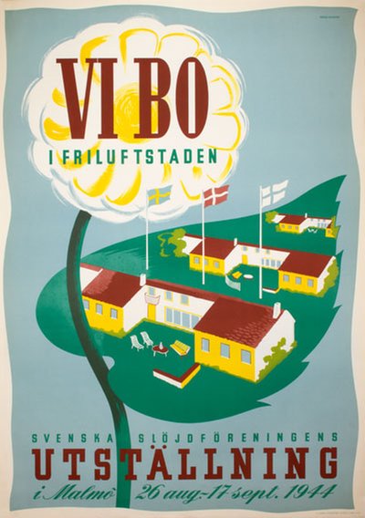 Vi Bo i Friluftstaden Malmö 1944 original poster designed by Beckman, Anders (1907-1967)