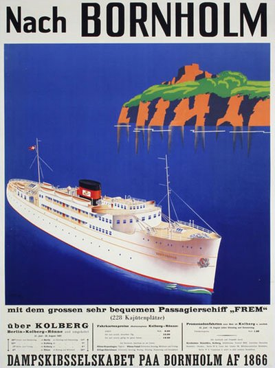 Nach Bornholm original poster designed by Allerup, Martin Theodor (1904-1957)