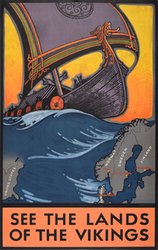 See the Land of the Vikings original vintage poster