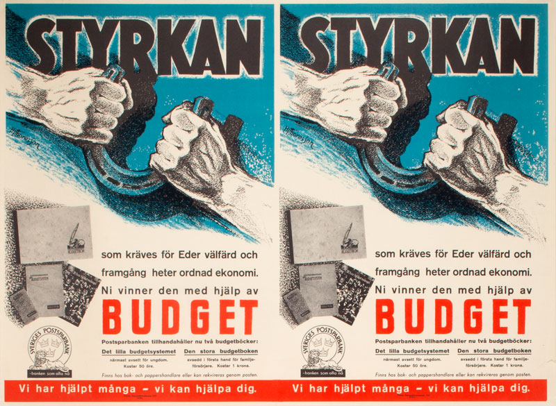 Svenska Postsparbanken 1937 original poster 