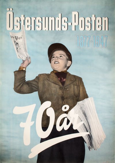 Östersunds-Posten 1877-1947 70år original poster 