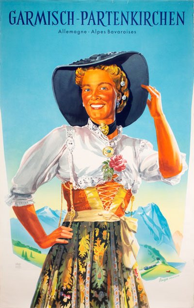Garmisch-Partenkirchen - Bavarian Alps original poster designed by Senger, Otfried (1903-)