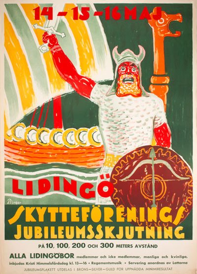 Lidingö skytteförening Stockholm original poster designed by Birger
