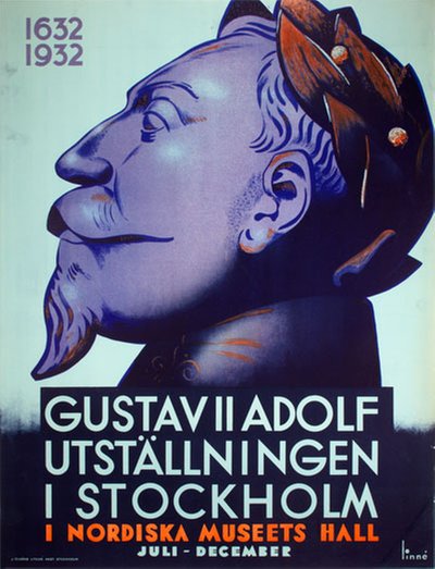 Gustav II Adolf Utställningen i Stockholm 1932  original poster designed by Linné, Eric (1905-1995)