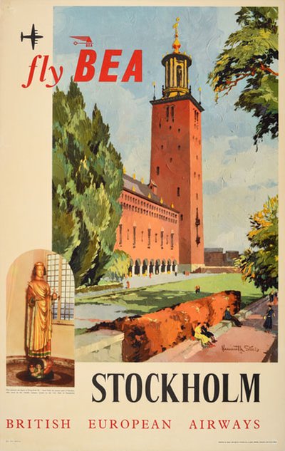 British European Airways Stockholm original poster designed by Stul, Kenneth
