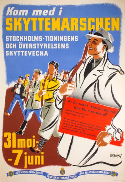Skyttemarschen 1942 original poster designed by Högerstad?