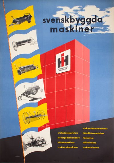 International Harvester svenskbygda maskiner original poster 