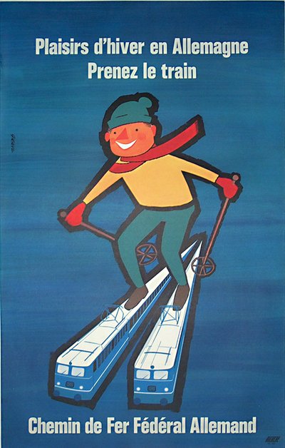 Plairsir d'hiver en Allemagne Prenes le Train original poster designed by Grave-Schmandt, Heinz (1920-1993)
