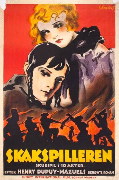 Skakspilleren 1927 (The Chess Player) original poster designed by Wenzel, Kurt (1899-1996)