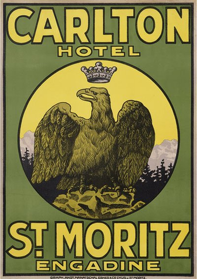 Carlton Hotel St. Moritz Switzerland original poster 