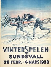 Vinterspelen 1928 Sundsvall original vintage poster