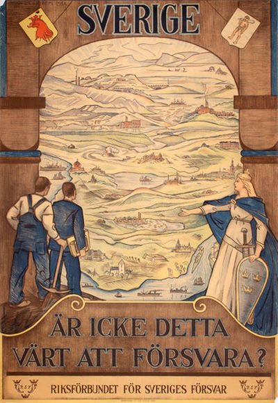 Sverige - Riksförbundet för Sveriges Försvar original poster designed by Elgström, Ossian (1883-1950)