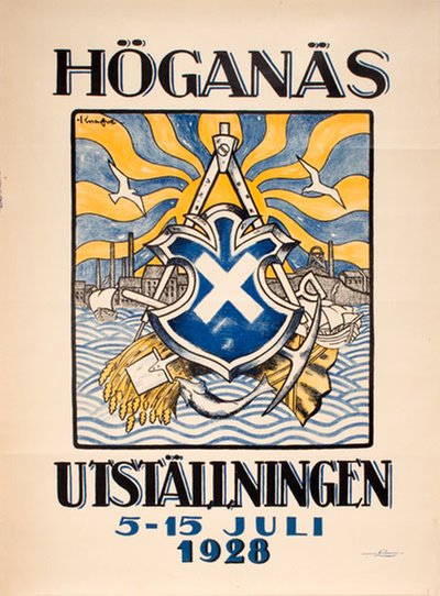 Höganäs Utställningen Juli 1928 original poster designed by Knafve, Nils-Folke (1905-1996)