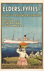 Elders and Fyffes West Indies South America original vintage poster