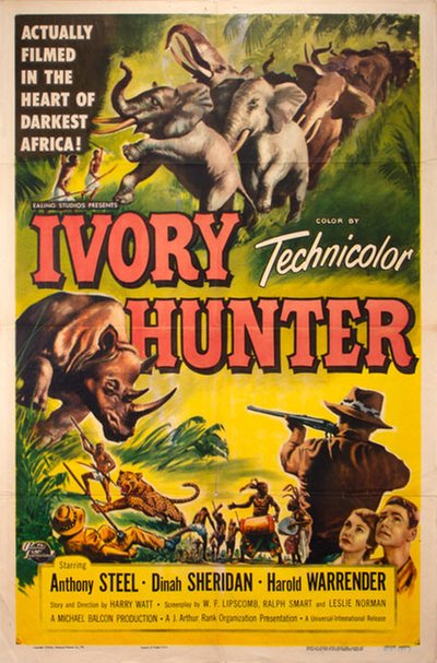 Ivory Hunter (Where No Vultures Fly 1951) original poster 