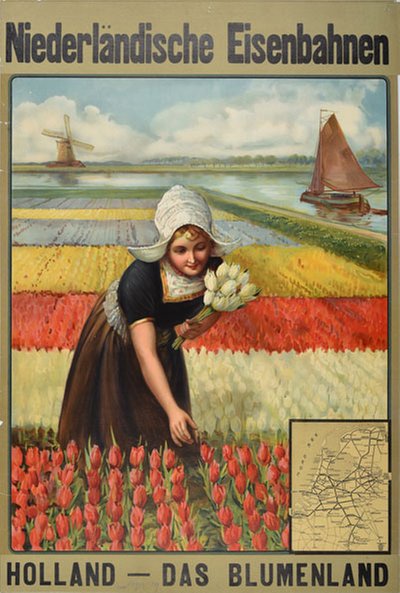Niederländische Eisenbahnen Holland Das Blumenland original poster 