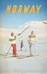Norway 1958 Easter Skiing  original vintage poster