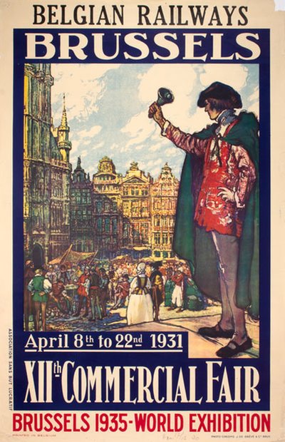 Beligian Railways Brussels XIIth Commercial Fair original poster designed by Toussaint, Fernand (1873–1956)
