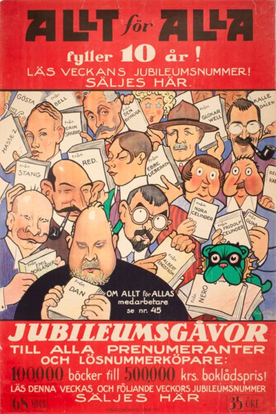 Allt  för Alla fyller 10 År! original poster designed by Lindroth, Per (1878-1933)