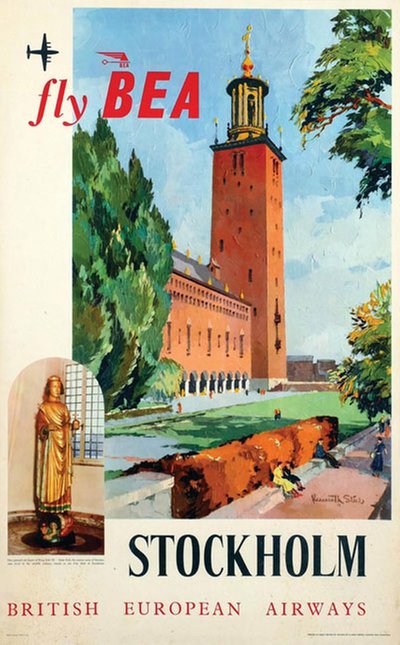 British European Airways Stockholm original poster designed by Stul, Kenneth