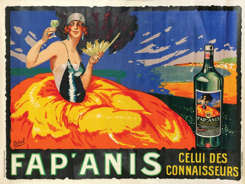 Fap Anis Celui des Connaisseurs original poster designed by Delval, Henry