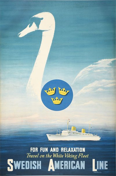 Swedish American Line for Fun and Relaxation original poster designed by Pedersén, Fritjof (1923-2018)