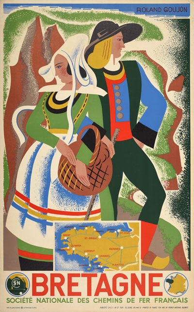 Bretagne France original poster designed by Roland Goujon