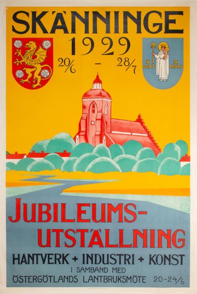 Skänninge 1929 Jubileumsutställningen original poster designed by Gunnar Jakobsson?