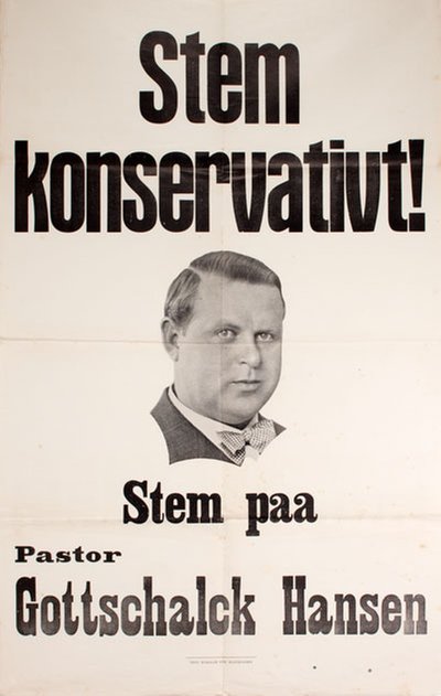 Stem konservativt Pastor Gottschalck Hansen original poster 
