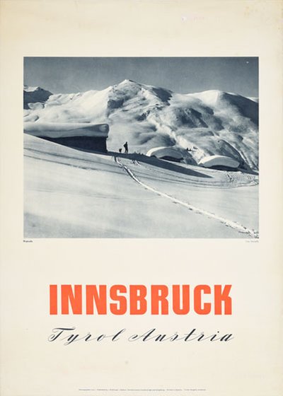 Innsbruck Tyrol Austria Birgitzer Alm original poster designed by Photo: Stempfle