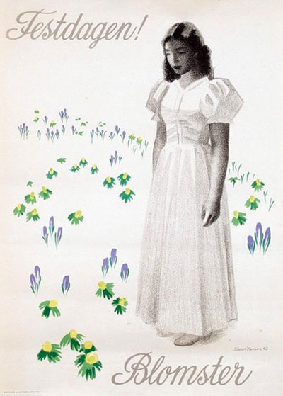 Festdagen! Blomster original poster designed by Hansen, Aage Sikker (1897-1955)