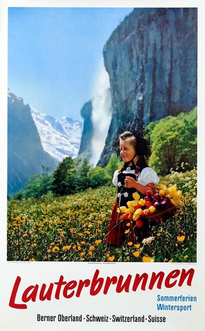 Lauterbrunnen Berner Oberland original poster designed by Photo: Schmocker