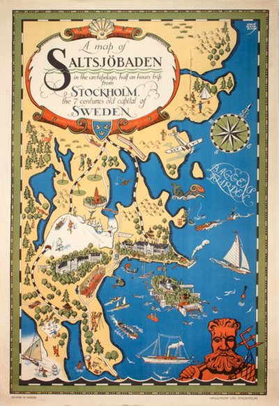 Saltsjöbaden Stockholm Sweden original poster designed by Åkerbladh, Ernst (1890-1969)