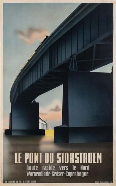 Le Pont du Storstroem - Storstrøm Bridge Denmark original poster designed by Rasmussen, Aage (1913-1975)