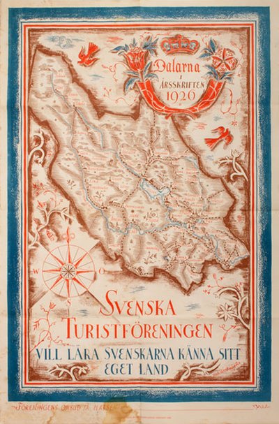 Svenska Turistförenings Årsskrift 1926 Dalarna original poster designed by Werkmäster, Jerk (1886-1978)