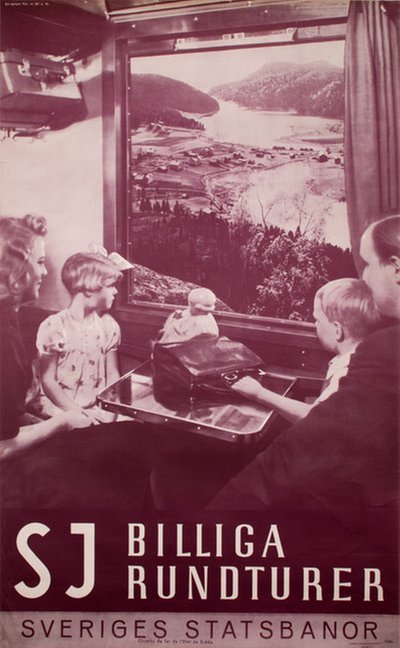 SJ Billiga Rundturer 1940 original poster 