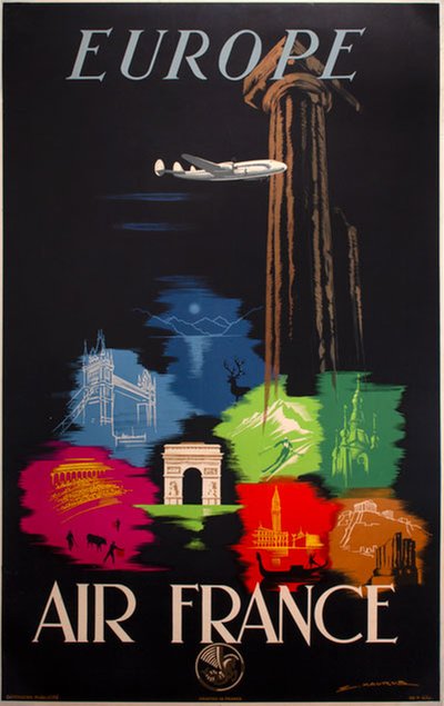 Air France Europe  original poster designed by Maurus, Edmond (1903-1977)