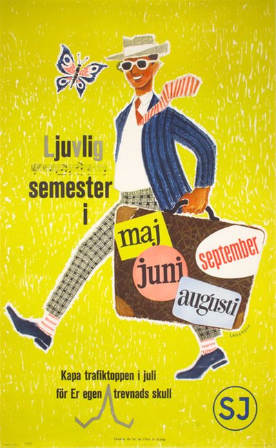 SJ 1950 Ljuvlig Semester original poster designed by Hinnerud, Tor (1920-2005)