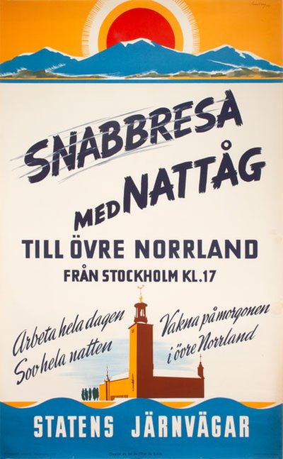Statens Järnvägar 1946  original poster designed by Sundberg, Per (1915-2008)