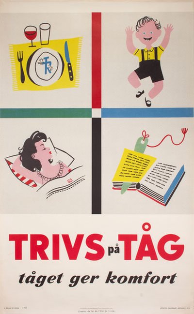 SJ 1953 Trivs på tåg original poster 