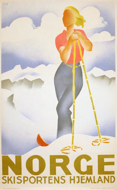 Norge - Skisportens hjemland original poster designed by Jynge, Gert (1904-1994) & Engebret, Bjarne (1905-1985) (JE)