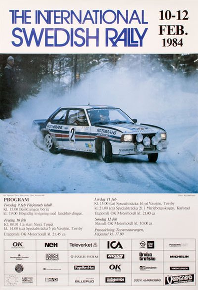 International Swedish Rally 1984 original poster designed by Photo: Kai Backman