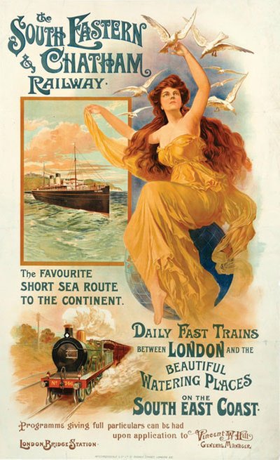 The South Eastern and Chatham Railway London and South East Coast original poster 