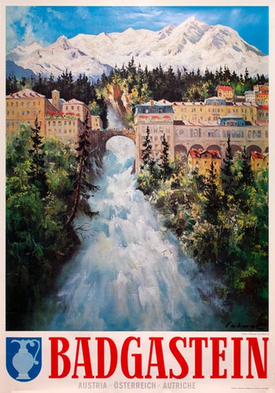 Badgastein Austria original poster designed by Schwetz, Franz (1910-1969)