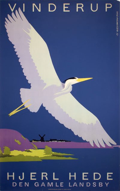 Vinderup Hjerl Hede Den Gamle Landsby original poster designed by Rasmussen, Aage (1913-1975)