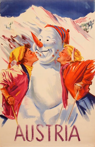 Austria Snowman Ski Poster original poster 