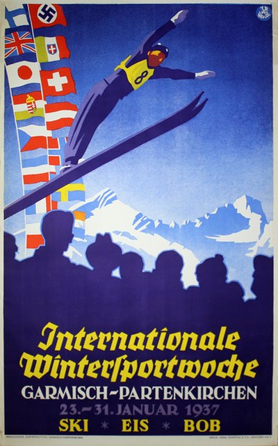 Internationale Wintersportwoche - Garmisch-Partenkirchen 1937 original poster designed by Henel, Edwin Hermann (1883-1953)