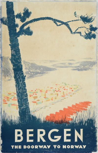 Bergen - the Doorway to Norway original poster designed by Kristoffersen, Kjell (1907-1981)